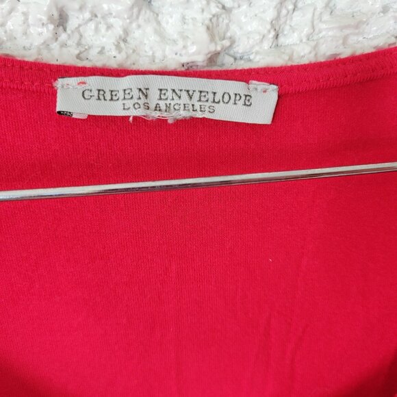 Green Envelope Womens Dress 2X Plus Mini Pullover Flutter Sleeve Red RED65E - Picture 11 of 12